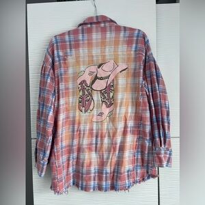 Blue B. collection women’s plaid flannel shirt shacket cowboy boots & hat size S